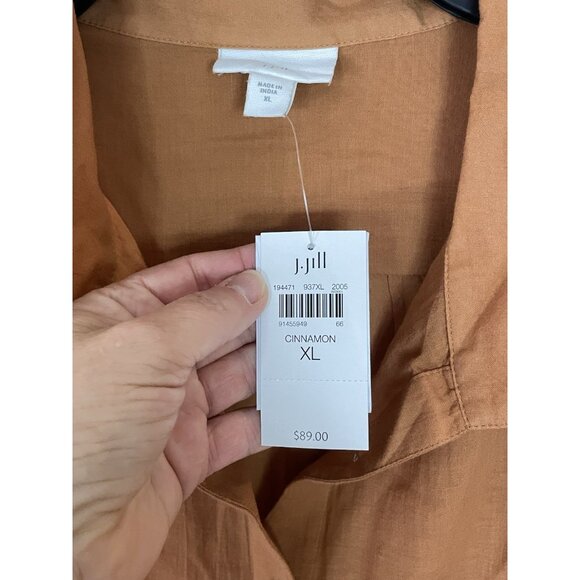 J•Jill Brown Button Front Long Sleeve Maxi Dress Cotton Beach Resort Casual XL - Picture 4 of 8